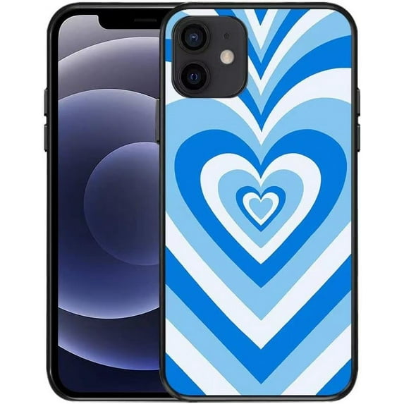 Compatible with iPhone 8 Plus Case Blue Heart Print Cute Blue Heart Pattern Case for Women Girl Full Camera Protective Soft TPU Shockproof Phone Cover for iPhone 8 Plus
