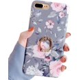 thumbnail image 1 of Compatible with iPhone 8 Plus Case,Compatible with iPhone 7 Plus Case 5.5 inch Flower Cute Stand Cover for Women Girls 360 Degree Rotating Ring Kickstand Soft TPU Shockproof Cover Grey, 1 of 13