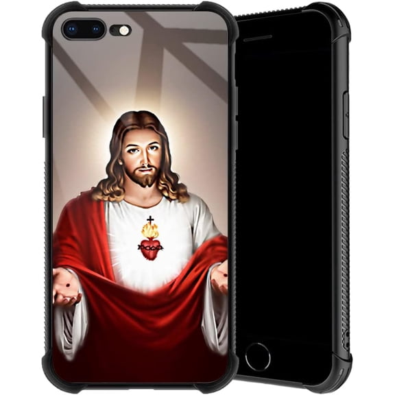Compatible with iPhone 8 Plus Case, Jesus Christ Phone Cover for Men/Women, Soft TPU Anti-Skid Thread and Four Corner Anti-Collision Protection Case Compatible with iPhone 8 Plus