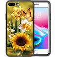 thumbnail image 1 of Compatible with iPhone 8 Plus Case,Pattern Design Hard PC Back Cover Non-Slip Soft TPU Protective Case for iPhone 8 Plus for Women 5.5inch-A4-Butterfly Golden Sunflowers, 1 of 5