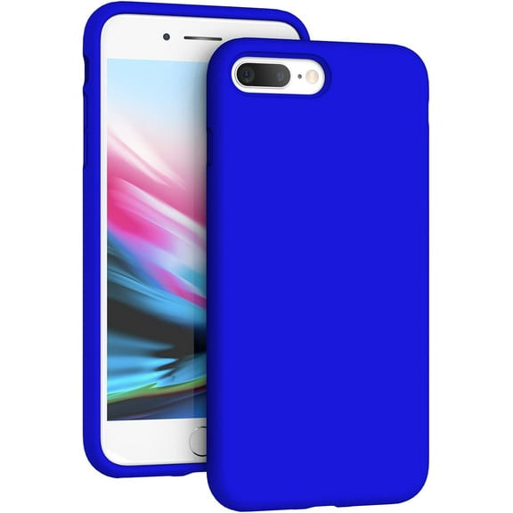 Compatible with iPhone 8 Plus/iPhone 7 Plus Case (5.5"), [Drop Protection] [Anti-Scratch] Shockproof Liquid Silicone Anti-Fingerprint Cover with Microfiber Lining Phone Case, Klein Blue