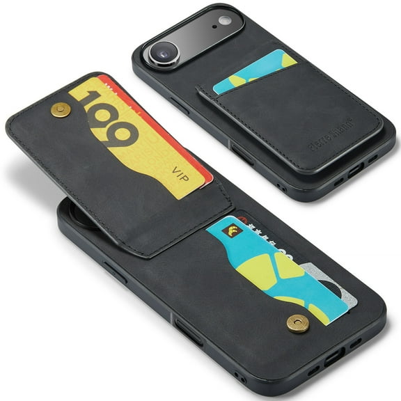 Compatible with iPhone Air Case Wallet with Credit Card Holder, Flip Premium PU Leather Magnetic Clasp Kickstand Heavy Duty Protective Cover for iPhone Air, Black