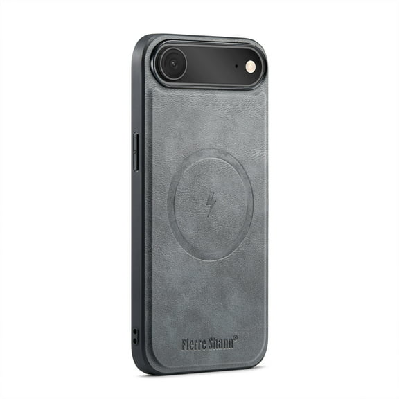 Compatible with iPhone Air Magnetic Case, Classic Premium PU Leather TPU Hybrid MagSafe Ultra Slim Protective Skin Friendly Shockproof Case Cover for iPhone Air, Gray