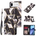 thumbnail image 1 of Compatible with iPhone Air Wallet Case, Marble Pattern PU Leather Flip Cover with Card Holder Kickstand, Shockproof Protective Phone Case for iPhone Air, Black, 1 of 6