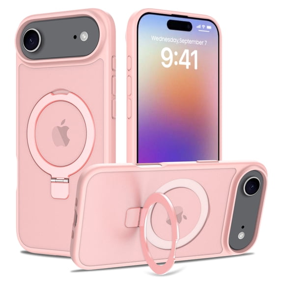 Compatible with iPhone Air/iPhone 17 Air Case with Invisible Magnetic O-Ring Stand Military-Grade Translucent Case for iPhone Air/iPhone 17 Air 6.5" [Compatible with Mag-Safe][Great Grip Feeling]