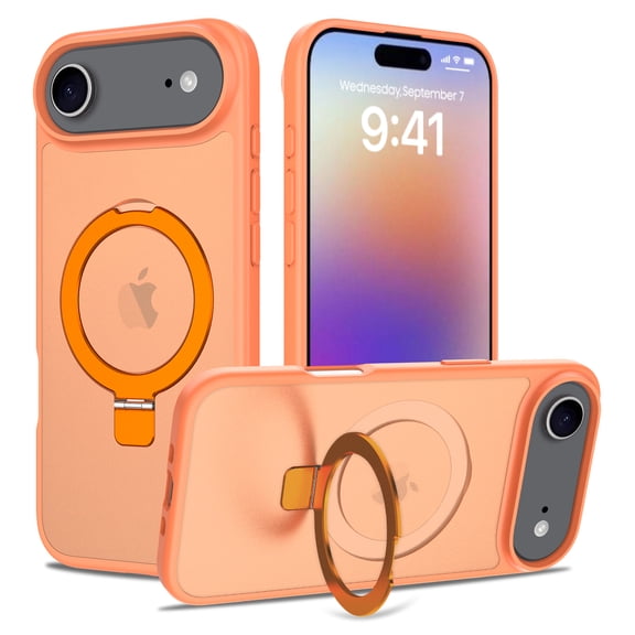 Compatible with iPhone Air/iPhone 17 Air Case with Invisible Magnetic O-Ring Stand Military-Grade Translucent Case for iPhone Air/iPhone 17 Air 6.5" [Compatible with Mag-Safe][Great Grip Feeling]