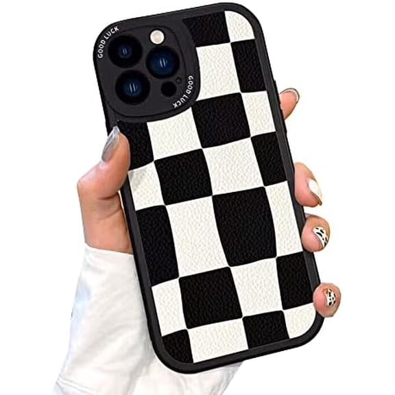 Compatible with iPhone Case,Aesthetic Design Retro Classic Grids Plaid Checkered Checkerboard Camera Lens Protection Soft Shockproof Cover Phone Case (Black,iPhone 14)