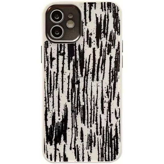 Compatible with iPhone Case,Aesthetic Design Watercolor Graffiti Pattern Electro Plated Camera Lens Protection Soft Shockproof Cover Phone Case (White,iPhone 14 Pro)