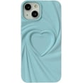 thumbnail image 1 of Compatible with iPhone Case,Aesthetic Wrinkle Heart Pattern,[Compatible with Wireless Charging] Full Body Protection Soft Shockproof Cover Phone Case (Blue,iPhone 12 Pro), 1 of 6