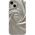 thumbnail image 1 of Compatible with iPhone Case,Aesthetic Wrinkle Heart Pattern,[Compatible with Wireless Charging] Full Body Protection Soft Shockproof Cover Phone Case (Silver,iPhone 14 Pro), 1 of 7