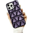 thumbnail image 1 of Compatible with iPhone Case,Argyle Checkered Heart Pattern [Compatible with Wireless Charging] Full Body Protection Soft Shockproof Cover Phone Case (Darkpurple,iPhone 13 Pro Max), 1 of 8
