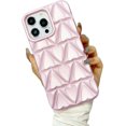 thumbnail image 1 of Compatible with iPhone Case,Argyle Checkered Heart Pattern [Compatible with Wireless Charging] Full Body Protection Soft Shockproof Cover Phone Case (Pink,iPhone 15 Pro), 1 of 8