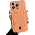 thumbnail image 1 of Compatible with iPhone Case,Credit Card Slot Holder Wallet [Compatible with Wireless Charging] Camera Lens Protection Soft Shockproof Cover Phone Case (Orange,iPhone 14), 1 of 7