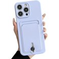 thumbnail image 1 of Compatible with iPhone Case,Credit Card Slot Holder Wallet [Compatible with Wireless Charging] Camera Lens Protection Soft Shockproof Cover Phone Case (Purple,iPhone 12 Pro), 1 of 8