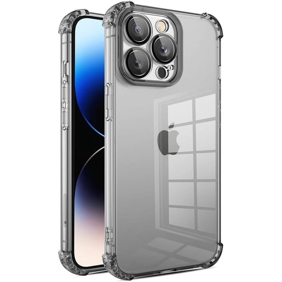 Compatible with iPhone Case,Crystal Clear Anti-Yellowing Anti-Scratch TPU Camera Lens Drop Corner Protection Soft Shockproof Cover Phone Case (Black,iPhone 13 Pro Max)