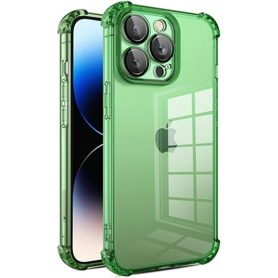 Compatible with iPhone Case,Crystal Clear Anti-Yellowing Anti-Scratch TPU Camera Lens Drop Corner Protection Soft Shockproof Cover Phone Case (Green,iPhone 14 Plus)