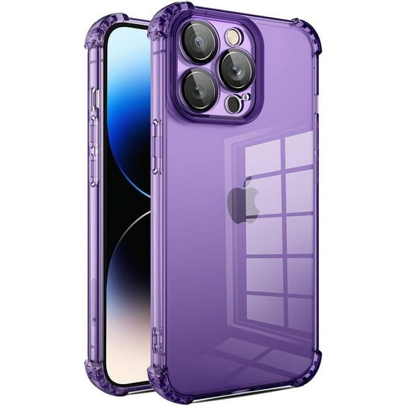 Compatible with iPhone Case,Crystal Clear Anti-Yellowing Anti-Scratch TPU Camera Lens Drop Corner Protection Soft Shockproof Cover Phone Case (Purple,iPhone 14 Pro Max)