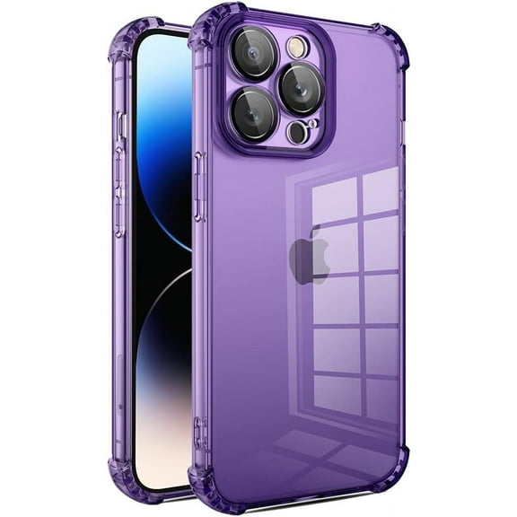 Compatible with iPhone Case,Crystal Clear Anti-Yellowing Anti-Scratch TPU Camera Lens Drop Corner Protection Soft Shockproof Cover Phone Case (Purple,iPhone 14 Pro)