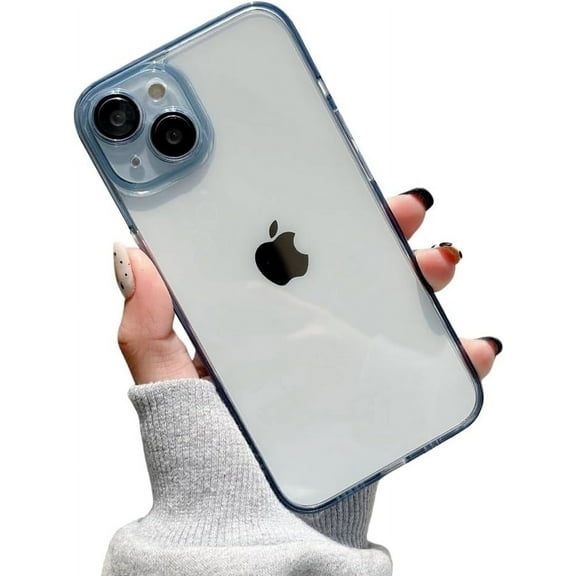 Compatible with iPhone Case,Crystal Clear Transparent[Not Yellowing],[ Drop Protection] with Camera Lens Protector Soft Shockproof Cover Phone Case (Blue,iPhone 15 Pro)