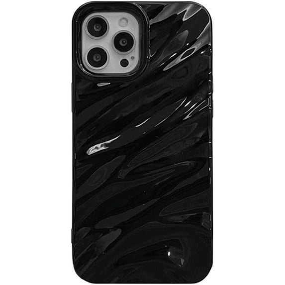Compatible with iPhone Case,Curly Wave Water Ripple Shape Pattern Design Full Body Protection Soft Shockproof Cover Phone Case (Black,iPhone 13 Pro Max)