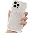 thumbnail image 1 of Compatible with iPhone Case,Cute 3D Crystal Bow Tie Bowknot Curly Wave Shape Camera Lens Protection Transparent Clear Soft Shockproof Cover Phone Case (White,iPhone 13), 1 of 7