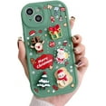 thumbnail image 1 of Compatible with iPhone Case,Cute 3D Merry Christmas Pattern [Compatible with Wireless Charging] Camera Lens Protection Soft Shockproof Cover Phone Case (Green,iPhone 13), 1 of 6