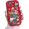thumbnail image 1 of Compatible with iPhone Case,Cute 3D Merry Christmas Pattern [Compatible with Wireless Charging] Camera Lens Protection Soft Shockproof Cover Phone Case (Red,iPhone 12 Pro Max), 1 of 7