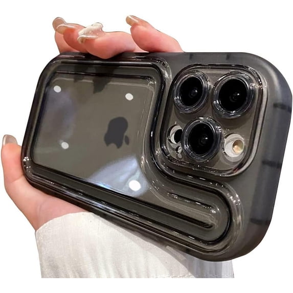Compatible with iPhone Case,Cute Air Cushion Heavy Duty Clear Camera Lens Protection Transparent Soft Shockproof Cover Phone Case (Black,iPhone 14 Pro Max)