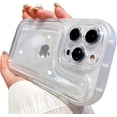 thumbnail image 1 of Compatible with iPhone Case,Cute Air Cushion Heavy Duty Clear Camera Lens Protection Transparent Soft Shockproof Cover Phone Case (White,iPhone 12 Pro), 1 of 6