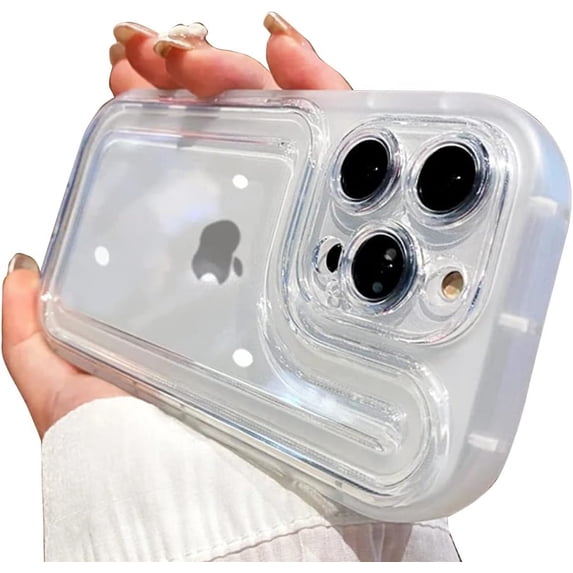 Compatible with iPhone Case,Cute Air Cushion Heavy Duty Clear Camera Lens Protection Transparent Soft Shockproof Cover Phone Case (White,iPhone 14 Pro)