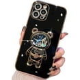 thumbnail image 1 of Compatible with iPhone Case,Cute Astronauts Glitter Sparkle Bling Liquid Quicksand Electroplated Holder Kickstand Stand Shockproof Cover Phone Case (Black,iPhone 14 Pro), 1 of 8