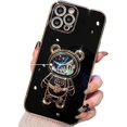 thumbnail image 1 of Compatible with iPhone Case,Cute Astronauts Glitter Sparkle Bling Liquid Quicksand Electroplated Holder Kickstand Stand Shockproof Cover Phone Case (Black,iPhone 14 Plus), 1 of 14