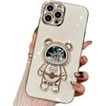 thumbnail image 1 of Compatible with iPhone Case,Cute Astronauts Glitter Sparkle Bling Liquid Quicksand Electroplated Holder Kickstand Stand Shockproof Cover Phone Case (White,iPhone Xr), 1 of 8
