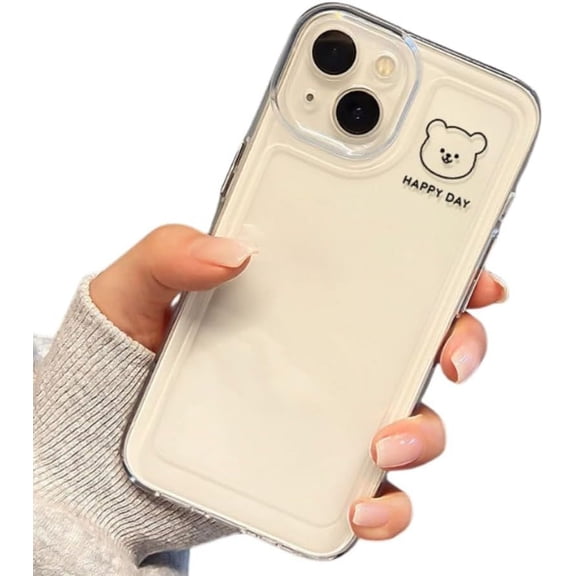 Compatible with iPhone Case,Cute Bear Couple Matching [Not Yellowing] Full Body Protection Clear Soft Shockproof Cover Phone Case (Clear,iPhone 12 Pro Max)