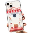 thumbnail image 1 of Compatible with iPhone Case,Cute Cartoon Bear Credit Card Slot Holder Wallet Transparent Camera Lens Protection Clear Soft Shockproof Cover Phone Case (Cherry,iPhone 12), 1 of 7