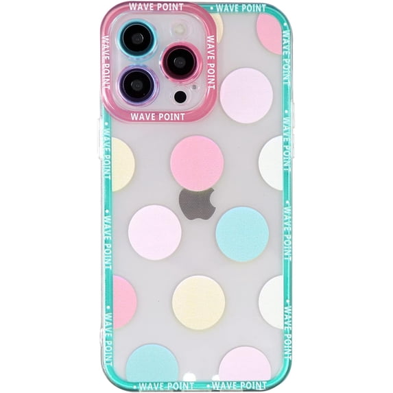 Compatible with iPhone Case,Cute Colorful Polka Dot Frame Edge Camera Lens Protection Clear Soft Shockproof Cover Women Girls Phone Case (Blue,iPhone Xs Max)