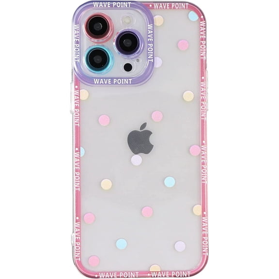 Compatible with iPhone Case,Cute Colorful Polka Dot Frame Edge Camera Lens Protection Clear Soft Shockproof Cover Women Girls Phone Case (Pink,iPhone Xs Max)
