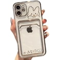 thumbnail image 1 of Compatible with iPhone Case,Cute Kawaii Bunny Bear Clear Credit Card Slot Holder Wallet Electro Plated Bumper Protection Soft Shockproof Cover Phone Case (Silver,iPhone 14), 1 of 7