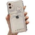 thumbnail image 1 of Compatible with iPhone Case,Cute Kawaii Cartoon Bunny Bear Clear Credit Card Slot Holder Wallet Transparent Corner Protection Soft Shockproof Cover Phone Case (Bunny,iPhone 11 Pro Max), 1 of 5
