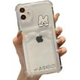 thumbnail image 1 of Compatible with iPhone Case,Cute Kawaii Cartoon Bunny Bunny Clear Credit Card Slot Holder Wallet Transparent Corner Protection Soft Shockproof Cover Phone Case (Bunny,iPhone 15), 1 of 10
