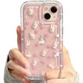 thumbnail image 1 of Compatible with iPhone Case,Cute Kawaii Lovely Rabbit Bunny Flower Floral Clear Camera Lens Protection Silicone Transparent Soft Shockproof Cover Phone Case (White,iPhone 12), 1 of 12
