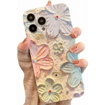 Compatible with iPhone Case,Cute Laser Flower Floral Glitter Bling Sparkly [ Drop&Camera Lens Protection] Shockproof Cover Phone Case (iPhone 12,White)