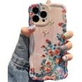 thumbnail image 1 of Compatible with iPhone Case,Cute Laser Flower Floral Wavy Curly Water Ripple Bumper Silicone [ Drop&Camera Lens Protection] Shockproof Cover Phone Case (Pink,iPhone 13 Pro), 1 of 5