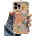 thumbnail image 1 of Compatible with iPhone Case,Cute Laser Flower Floral Wavy Curly Water Ripple Bumper Silicone [Military Drop&Camera Lens Protection] Shockproof Cover Phone Case (Yellow,iPhone 14 Pro Max), 1 of 5