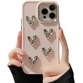 thumbnail image 1 of Compatible with iPhone Case,Cute Luxury Electroplated Glitter Heart Design [ Drop&Full Body Protection] Shockproof Cover Phone Caseroof Cover Phone Case (Pink,iPhone 15 Pro), 1 of 7