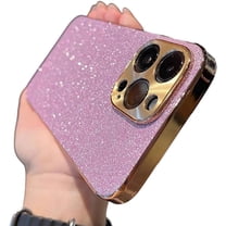 Compatible with iPhone Case,Cute Luxury Glitter Bling Sparkly Diamond Chrome Electroplated Bumper Shockproof Cover Phone Case (Pink,iPhone 12 Pro Max)