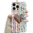 thumbnail image 1 of Compatible with iPhone Case,Cute Luxury Heart Makeup Mirror Wavy Curly Water Ripple Pattern Silicone [ Drop&Full Body Protection] Shockproof Cover Phone Case (Blue,iPhone 14 Pro), 1 of 6