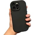 thumbnail image 1 of Compatible with iPhone Case,Cute Oval Bumper Electroplating Button Liquid Silicone [ Drop&Full Body Protection] Shockproof Cover Phone Case (Black,iPhone 15 Pro Max), 1 of 6
