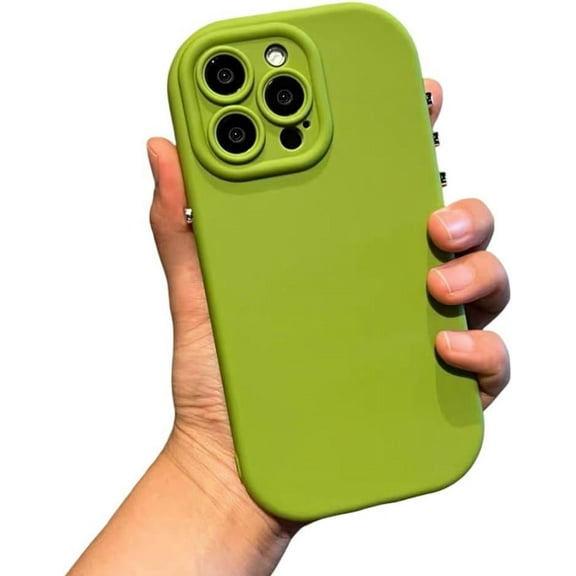 Compatible with iPhone Case,Cute Oval Bumper Electroplating Button Liquid Silicone [ Drop&Full Body Protection] Shockproof Cover Phone Case (Green,iPhone 14 Pro)