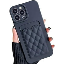 Compatible with iPhone Case,Cute Pattern Credit Card Slot Holder Wallet Checkered Camera Lens Protection Soft Shockproof Cover Phone Case (Black,iPhone 14 Plus)